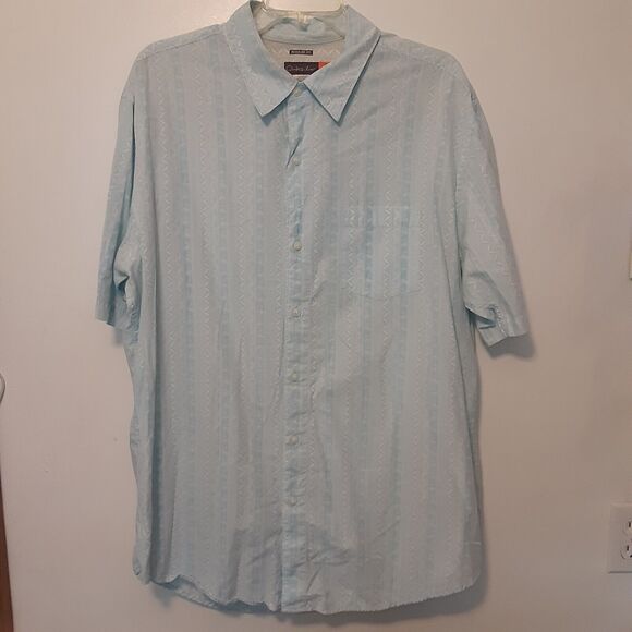 Quiksilver Adult Mens XL Blue Hawaiin Regular Fit Button Up Shirt Beach Aloha - Picture 1 of 7